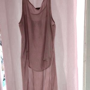 Floral Skull pink high low sheer top